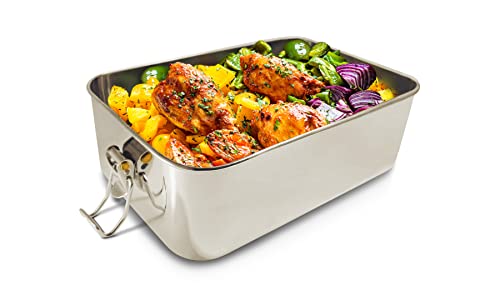 Stainless Steel (Single Compartment) Jumbo Bento Box. This Eco Friendly Food Storage Container Holds 6 ½ Cups Of Food. Perfect for Leftovers Or As A Large Metal Tiffin Lunchbox.