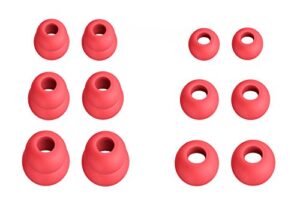12pcs (df-3sz) siren red s/m/l double flange and round replacement adapters eartips earbuds compatible with beatsx, powerbeats 3 2 1, and urbeats 3 earphones headphones
