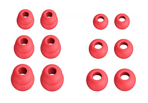 12pcs (DF-3sz) Siren Red S/M/L Double Flange and Round Replacement Adapters Eartips Earbuds Compatible with BeatsX, Powerbeats 3 2 1, and Urbeats 3 Earphones Headphones