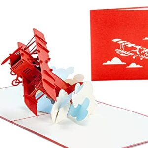 Red Airplane - WOW 3D Pop Up Card for All Occasions - Birthday, Congratulations, Good Luck, Anniversary, Get Well, Love, Good Bye