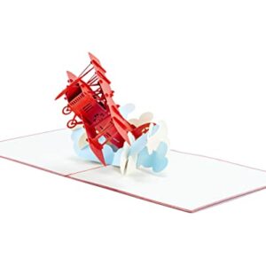 Red Airplane - WOW 3D Pop Up Card for All Occasions - Birthday, Congratulations, Good Luck, Anniversary, Get Well, Love, Good Bye