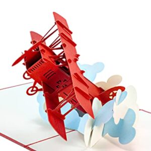 Red Airplane - WOW 3D Pop Up Card for All Occasions - Birthday, Congratulations, Good Luck, Anniversary, Get Well, Love, Good Bye