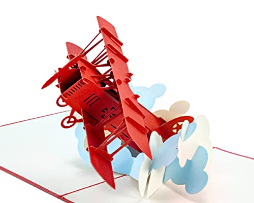 Red Airplane - WOW 3D Pop Up Card for All Occasions - Birthday, Congratulations, Good Luck, Anniversary, Get Well, Love, Good Bye