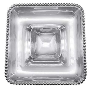mariposa pearled square chip and dip, one size, silver