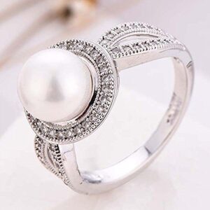 mausong women pearl & white sapphire 925 sterling silver ring wedding party jewelry new size 6-10 (9)