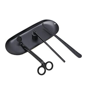 lutavoy candle accessory set candle wick trimmer candle wick dipper candle snuffer storage tray 4 packs candle care kit gift for candle lovers(black - cab3)