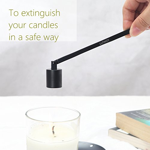 LUTAVOY Candle Accessory Set Candle Wick Trimmer Candle Wick Dipper Candle Snuffer Storage Tray 4 Packs Candle Care Kit Gift for Candle Lovers(Black - CAB3)