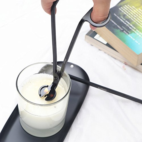 LUTAVOY Candle Accessory Set Candle Wick Trimmer Candle Wick Dipper Candle Snuffer Storage Tray 4 Packs Candle Care Kit Gift for Candle Lovers(Black - CAB3)