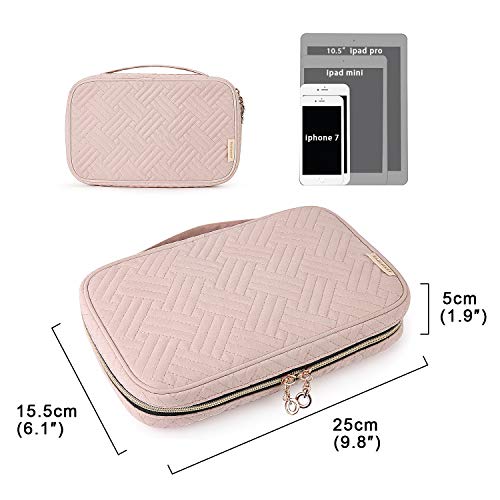 BAGSMART Jewelry Organizer Case Travel Jewelry Storage Bag for Necklace, Earrings, Rings, Bracelet, Soft Pink