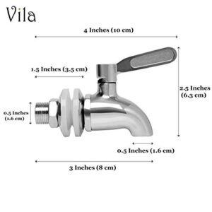 Vila Beverage Dispenser Replacement Spigot, Stainless Steel No-Rust Spout, BPA Free, Installation under 10-Minutes, Excellent Continuous Flow, Sturdy, Stylish Alternative for Flimsy Plastic Taps