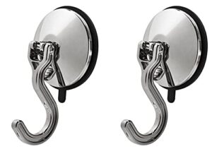 bracketron heavy duty vacuum suction cup mightyhooks specialized for many surfaces - kitchen, bathroom & home or auto organization (2 pack)(large/chrome)