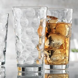 Attractive Set of 10 Drinking Glasses, Clear Heavy Base Tall Bar Beer Glasses, Bubble Design Glass Cups - Highball Glasses for Water, Juice, Beer, Wine, and Cocktails 17oz.