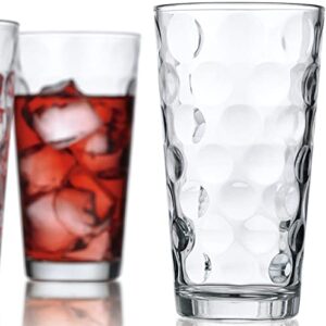 Attractive Set of 10 Drinking Glasses, Clear Heavy Base Tall Bar Beer Glasses, Bubble Design Glass Cups - Highball Glasses for Water, Juice, Beer, Wine, and Cocktails 17oz.