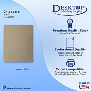 100 Thick Kraft Chipboard (30pt) - 8 1/2" x 11" - Perfect for Scrapbooking, Crafts & Product Backing…