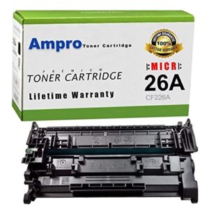 ampro cf226a micr compatible toner cartridge replacement for hp cf226a micr or hp 26a for hp laserjet pro m402 m426 mfp series. (prints 3,100 pages)