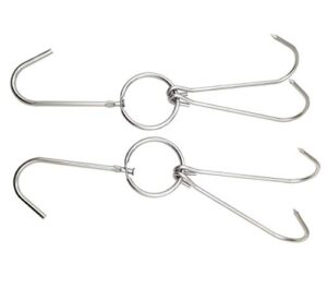 alele double hooks,2pack meat hooks poultry roasting hooks butcher hook processing meat hook stainless steel rotary device slaughtering barbecue