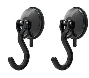 bracketron heavy duty vacuum suction cup mightyhooks specialized for many surfaces - kitchen, bathroom & home or auto organization (2 pack) (medium (2 pack), black)