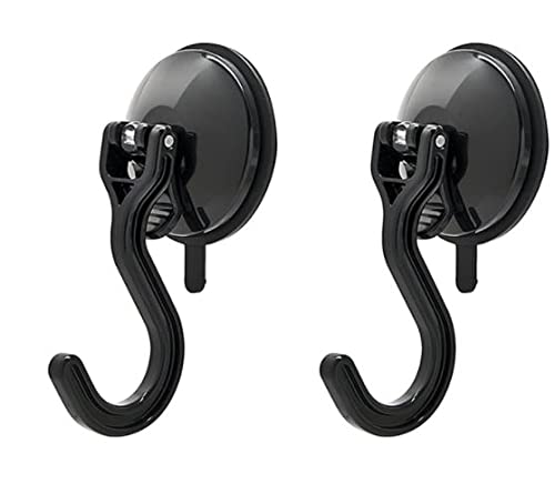 Bracketron Heavy Duty Vacuum Suction Cup MightyHooks Specialized for Many Surfaces - Kitchen, Bathroom & Home or Auto Organization (2 Pack) (Medium (2 Pack), Black)