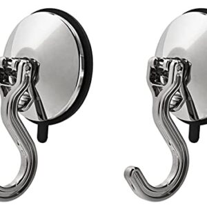 Bracketron Heavy Duty Vacuum Suction Cup MightyHooks Specialized for Many Surfaces - Kitchen, Bathroom & Home or Auto Organization (2 Pack)(Medium/Chrome)