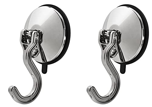 Bracketron Heavy Duty Vacuum Suction Cup MightyHooks Specialized for Many Surfaces - Kitchen, Bathroom & Home or Auto Organization (2 Pack)(Medium/Chrome)