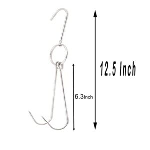 Alele Meat Hooks Butcher Hook 12.5inch Double Hooks Processing Meat Hook Stainless Steel Rotary Device Slaughtering Barbecue