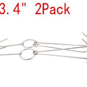 Alele Double Hooks Meat Hooks Poultry Roasting Hooks Butcher Hook Processing Meat Hook Stainless Steel Rotary Device Slaughtering Barbecue (13.4in Meat Hooks)