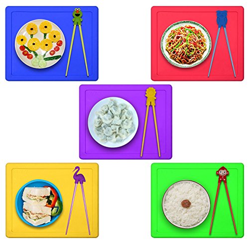 Training chopsticks for kids adults and beginners - 5 Pairs chopstick set with attachable learning chopstick helper - right or left handed