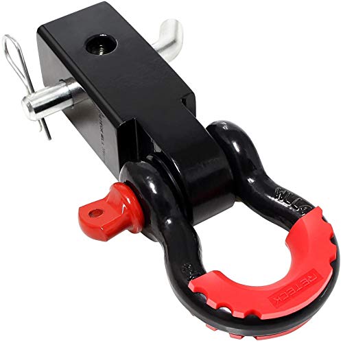 Shackle Hitch Receiver 2 inch, 41918 Lbs Break Strength Never Rust Receiver Shackle Bracket Heavy Duty and Solid with 3/4'' D Ring Shackle, Towing Accessories Compatible with Trucks Jeeps