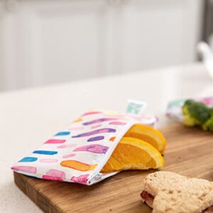 Bumkins Snack Bags, Reusable Fabric, Washable, Food Safe, BPA Free - Watercolor & Brushstrokes (2-Pack)