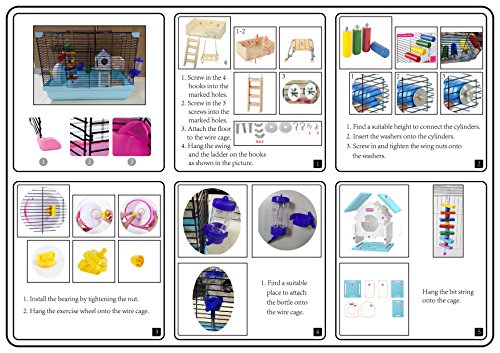 Hamster Cage | Dwarf Hamster Habitat with Exercise Wheel, Water Bottle & Accessories | 18" L x 12.5" W x 13.5" H by GalaPet