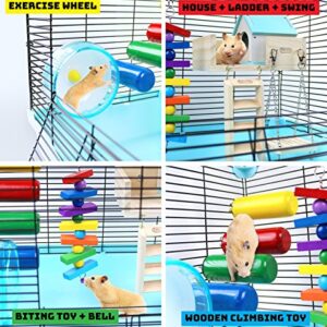 Hamster Cage | Dwarf Hamster Habitat with Exercise Wheel, Water Bottle & Accessories | 18" L x 12.5" W x 13.5" H by GalaPet