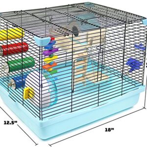 Hamster Cage | Dwarf Hamster Habitat with Exercise Wheel, Water Bottle & Accessories | 18" L x 12.5" W x 13.5" H by GalaPet