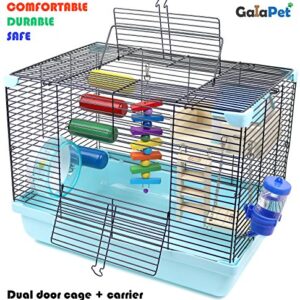 Hamster Cage | Dwarf Hamster Habitat with Exercise Wheel, Water Bottle & Accessories | 18" L x 12.5" W x 13.5" H by GalaPet