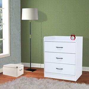 Kings Brand Furniture Jericho White Wood 3 Drawer Chest