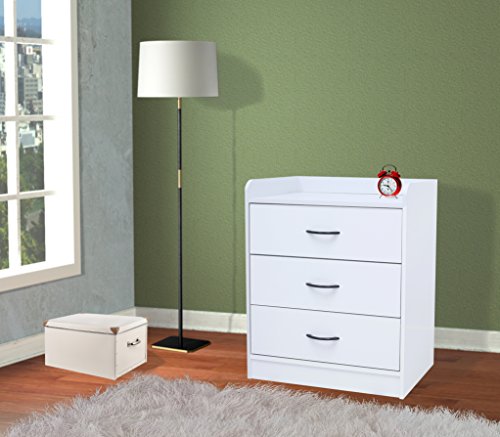 Kings Brand Furniture Jericho White Wood 3 Drawer Chest