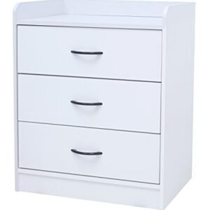 Kings Brand Furniture Jericho White Wood 3 Drawer Chest