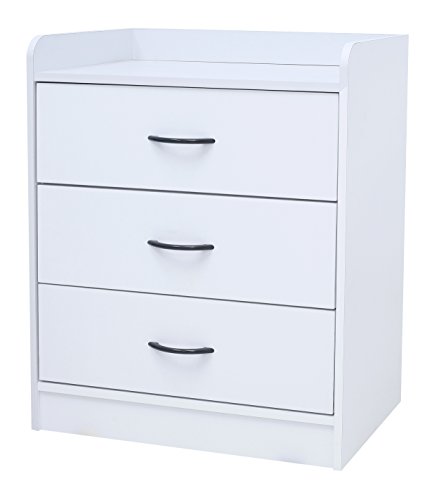 Kings Brand Furniture Jericho White Wood 3 Drawer Chest