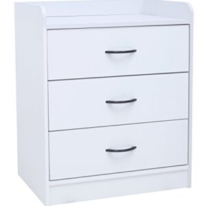 Kings Brand Furniture Jericho White Wood 3 Drawer Chest