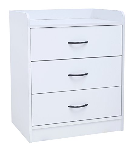 Kings Brand Furniture Jericho White Wood 3 Drawer Chest