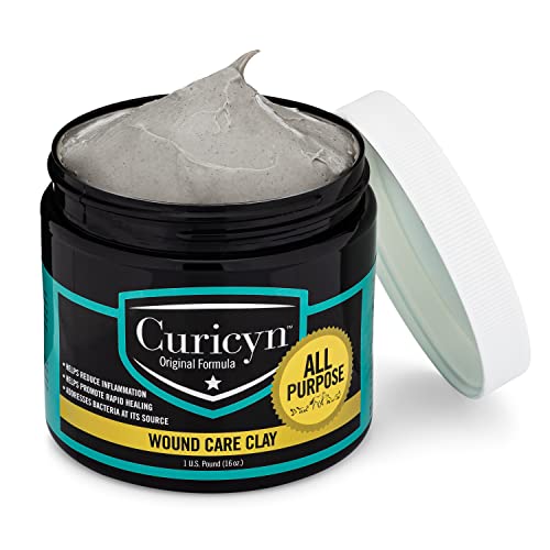 Curicyn Animal Wound Care Clay 16oz. - Vet-Approved Natural Skin Ointment For Dog, Cat, Horse, and Other Livestock - Bentonite Clay with Aloe Treatment - Gentle No Sting Fast-Acting Formula