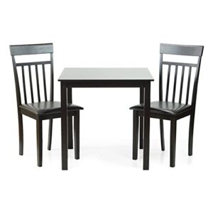 dining kitchen set of 3 square table and 2 classic wood chairs warm in espresso black