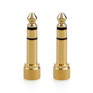 CESS 2-Pack 1/4" Stereo Phone Screw-On Adapter - Male 1/8" to Male 1/4" - 3.5mm Stereo to 6.35mm Stereo