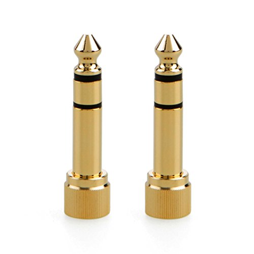 CESS 2-Pack 1/4" Stereo Phone Screw-On Adapter - Male 1/8" to Male 1/4" - 3.5mm Stereo to 6.35mm Stereo