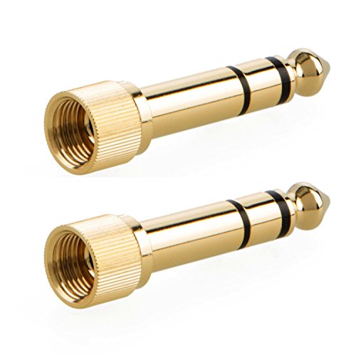 CESS 2-Pack 1/4" Stereo Phone Screw-On Adapter - Male 1/8" to Male 1/4" - 3.5mm Stereo to 6.35mm Stereo