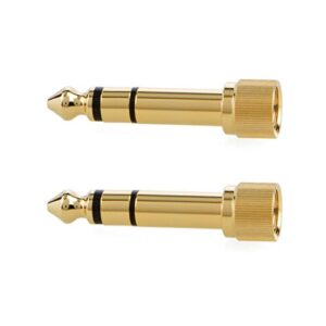 CESS 2-Pack 1/4" Stereo Phone Screw-On Adapter - Male 1/8" to Male 1/4" - 3.5mm Stereo to 6.35mm Stereo