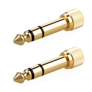 CESS 2-Pack 1/4" Stereo Phone Screw-On Adapter - Male 1/8" to Male 1/4" - 3.5mm Stereo to 6.35mm Stereo