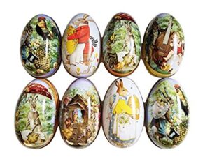 janius set of 8 pieces painted eggshell style tin box for easter