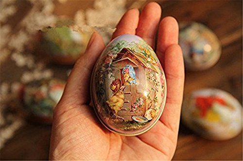 JANIUS Set of 8 Pieces Painted Eggshell Style tin Box for Easter