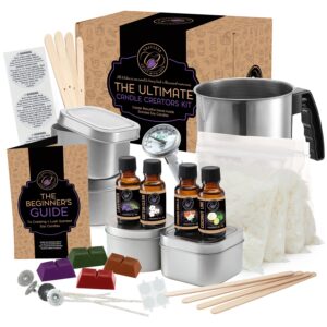 craftzee candle making kit for adults beginners - soy candle making kit includes soy wax, scents, wicks, dyes, tins, melting pot & more diy candle making supplies