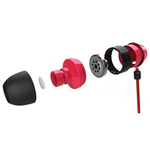 Betron B25 in-Ear Headphones Earphones with Microphone and Volume Controller, Noise Isolating Earbud Tips, 3.5mm Head Phone Jack (Red)